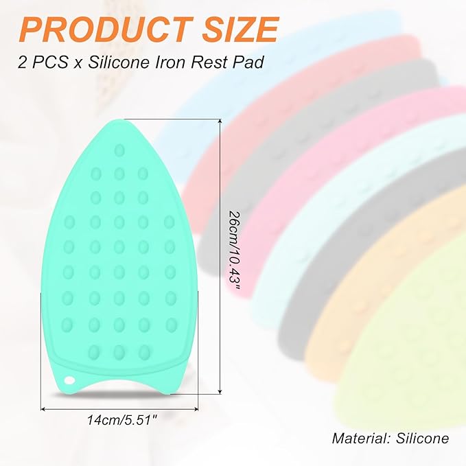PATIKIL Silicone Iron Rest Pad, 2 Pcs Multipurpose Hot Heat Resistant Iron Rest Plate Protective Pad for Ironing Board Hot Resistant Steamer Steam Compact Mat, Lake Blue