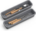 2 Pack Silicone Silverware Drawer Organizer, DIY Free Combination Kitchen Drawer Organizer, Utensil Organizer, Moisture-proof and Heat-resistant up to 200°C, Anti-slip and Environmentally (Grey)