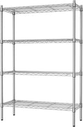 Auslar 4-Shelf Storage Wire Shelves Heavy Duty 4 Tiers Standing Shelving Units Adjustable Metal Organizer Wire Rack, Chrome