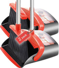 2-Pack is More economical，Broom and Dustpan， with 52" Long Handle, Dustpan Teeth with self-Cleaning Function, Indoor and Outdoor Sweeping, Perfect for Home Office