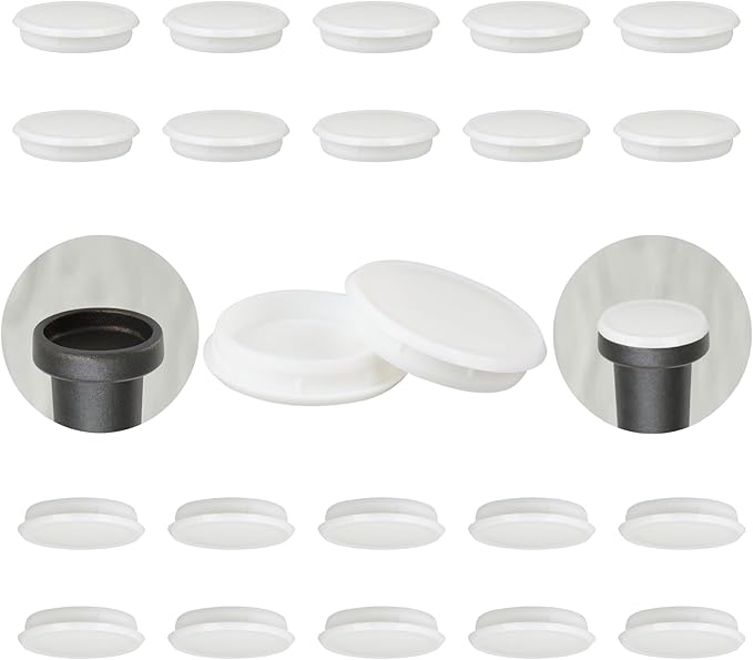 Wrought Iron Patio Furniture Feet Caps - Furnigear 1.33" Round Plastic Outdoor Chair Leg Caps, Floor Protectors for Metal Chairs & Tables, Patio Furniture Replacement Rubber Feet (24 Pack, White)