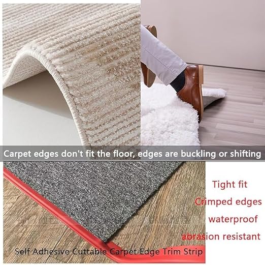 Self Adhesive Carpet Transition Strip with Edge Trim, Designed for Seamless Transitions from Carpet to Tile or Vinyl Floors, Perfect for Doorways.(Brown,8ft)