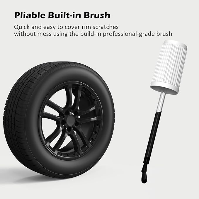 FOLLOWIN Matte Black Rim Touch Up Paint for Cars,Car Wheel Rim Paint Repair Kit,Automotive Rim Scratch Repair 1OZ/30ml