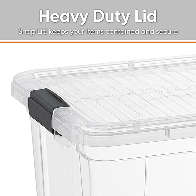 Superio Storage Bins with Lids - Clear Boxes for Organizing, Stackable Plastic Containers - BPA Free, Non-Toxic, Odor Free, Organizer for Home, Office, Dorm(4 Pack, 11 Qt)