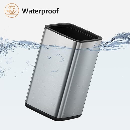Mbillion 4 Gal/15L Open top Trash Can with Removable Inner Bucket Small Waste Basket, Metal Trash Can for Bathroom Office,Stainless Steel