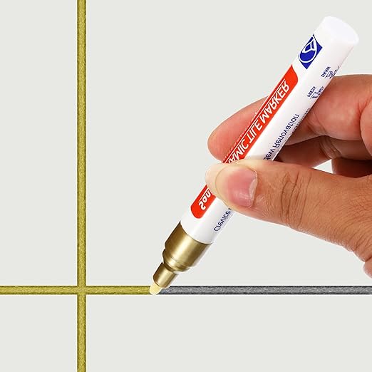PATIKIL Grout Pen, 4 Pack Khaki Tile Marker Waterproof Grout Sealer Pen Tile Repair Pens Paint Pens for Wall Floor Bathroom Kitchen Refresh