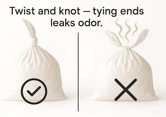 BOS Odor-Sealing Kitchen, Home & Food Small Trash Bags for Waste- Disposable Bags - Scent & Smell Free [Size S, Color White] (90 count, Pack of 2) (180 Bags)★Brand-new packaging!