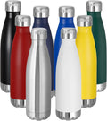VEGOND 17oz Stainless Steel Water Bottles Bulk, Reusable Metal Sports Water Bottle Keeps Drink Hot and Cold, BPA Free Double Wall Vacuum Cola Shape Insulated Water Bottles for Camping Gym, 8 Pack