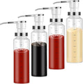 Sauce Pump Dispensers, Coffee Syrup Dispenser, 17oz Glass Bottle with Stainless Steel Pumps, Leak-Proof, Food Grade Pumps for Honey, Syrups, Oil, Condiments, Salad Dressings (4 x Units)