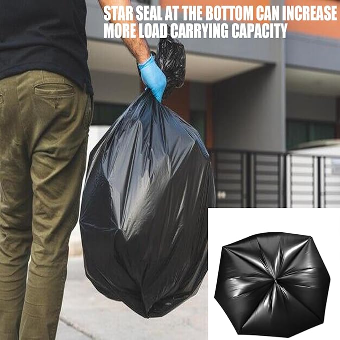 13 Gallon Trash Bags, 1000 Count Bulk Value Pack, Black Tall Kitchen Garbage bags, Multi-purpose Trash Can Bin Liners for Bathroom, Office, Industrial, Commercial, Janitorial, Municipal, Recycling
