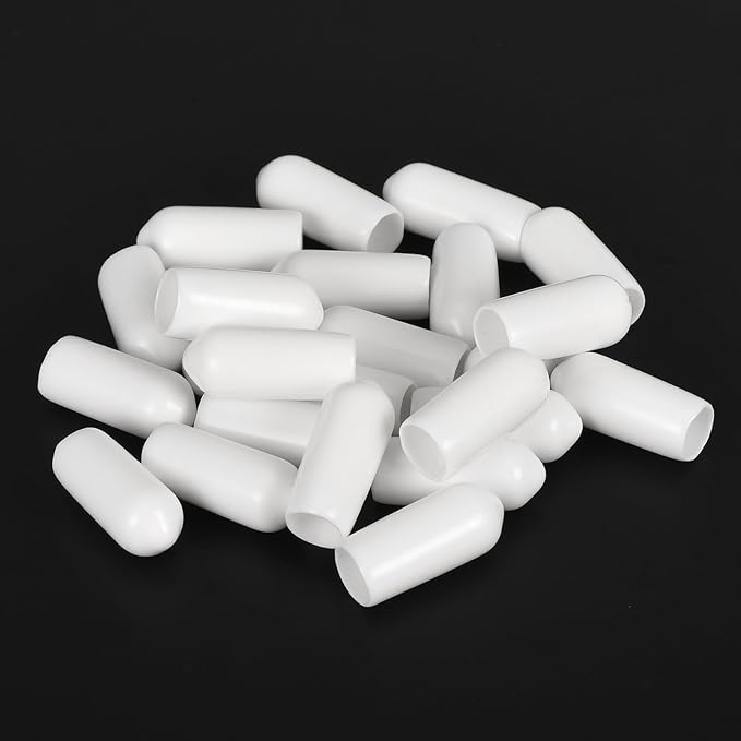 uxcell 20pcs Rubber End Caps 6mm ID Vinyl Round End Cap Cover Screw Thread Protectors White