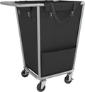 SONGMICS Laundry Basket with Wheels, 34.3 Gallons (130 L) Rolling Laundry Hamper with Removable Bag, Heavy-Duty Steel Frame with Handle, Ink Black URLS008B01