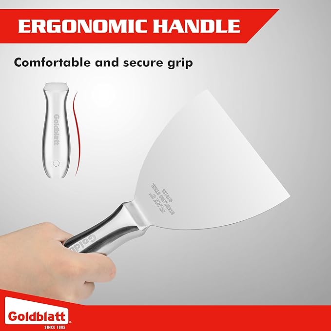 Goldblatt 5" Putty Knife, One-Piece Paint Scraper Tool, All Stainless Steel Joint Knife with Flexible Blade, Seamless Design, Metal Ergonomic Handle - for Drywall Repairing, Finishing and Scraping