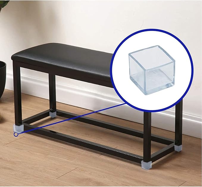 16 Pcs Transparent Square Anti-Slip Rubber Leg Tips Chair Leg Caps Furniture Floor Protectors Chair Table Bar Stool Leg Covers Furniture Leg Cube Feet 1.38 Inch x 1.38 Inch (35 x 35mm)