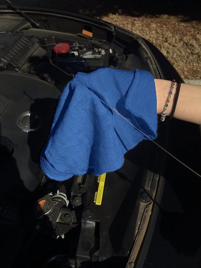 Avalon Towels Cotton Shop Rags – (Pack of 50) Size 12x14 Inches Cleaning Rags – Absorbent Shop Towels and Multipurpose Cleaning Towels for Automobiles, Industries, Garage and Homes (Blue)