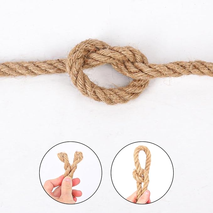 1/2 inch Hemp Rope, 164 Feet Twisted Manila Rope for Scratching Posts, Camping, Garden, Crafts, DIY Projects