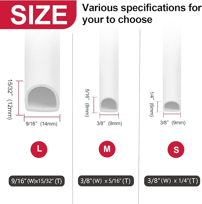 Benory Silicone Weather Stripping Door Seal - Self Adhesive D Shaped Seal Strip for Door Frame/Windows