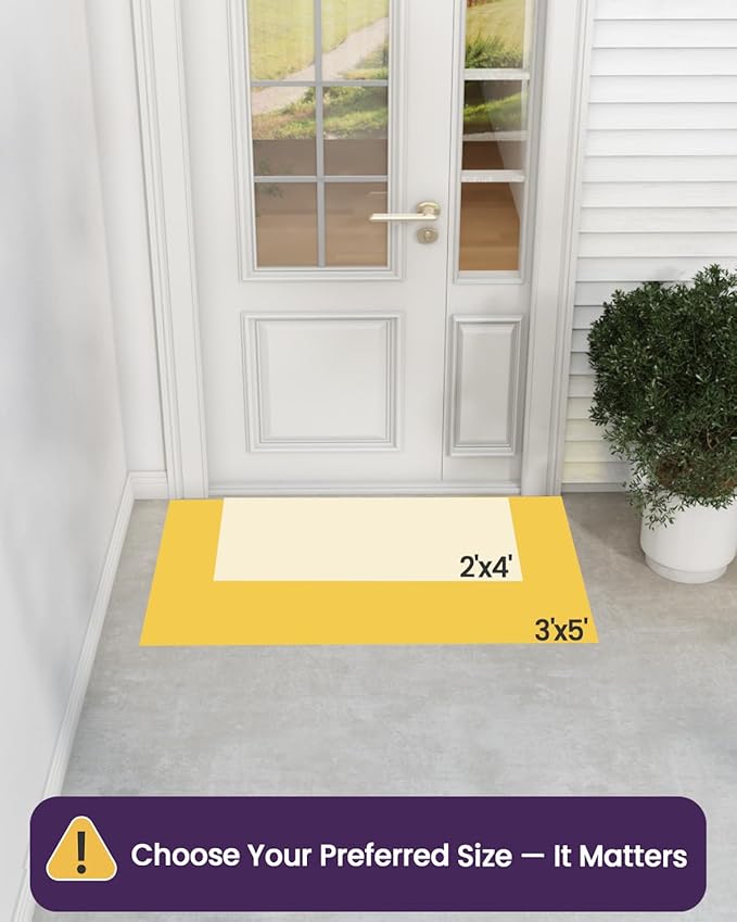 DEXI Front Door Mat Outside Entrance, Heavy Duty Non Slip Low Profile Doormat for Entryway, Trap Dirt and Moisture Welcome Mats, Easy Clean, Patio, Garage, 4x2, Blue