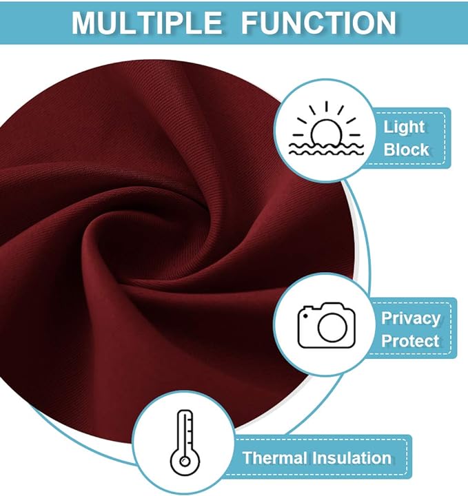 RYB HOME Kitchen Curtains 45 inch Length 2 Panels Set, Privacy Assured Drapes Room Darkening Small Window Treatment for Cafe Bathroom, W34 x L45 inch, Burgundy Red