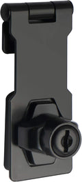 Alise Keyed Hasp Lock,3 Inch Safety Packlock Clasp Hasp Lock Latch with Lock, Black Door Hinge Lock with Keys Keyed Locking Hasp for Cabinets Closets Doors