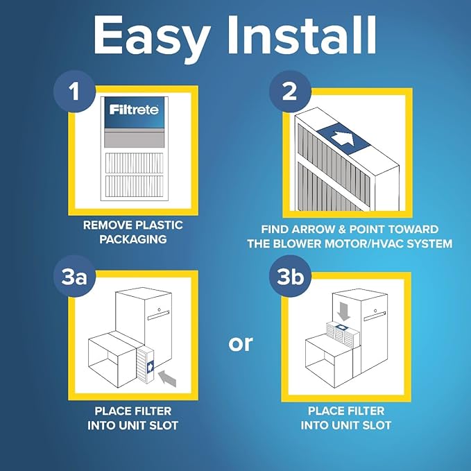 Filtrete 16x20x2 AC Furnace Air Filter, MERV 11, MPR 1000, Allergen Defense, 3-Month Pleated 2-Inch Electrostatic Air Cleaning Filter, 4 Pack (Actual Size 15.5 x 19.5 x 1.75 in)