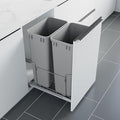 Dowell B18 Aluminum Base Wastebasket Pullout with Door Mount and Two 50Qt/13Gal Plastic Bins (4012 0218+50x2)