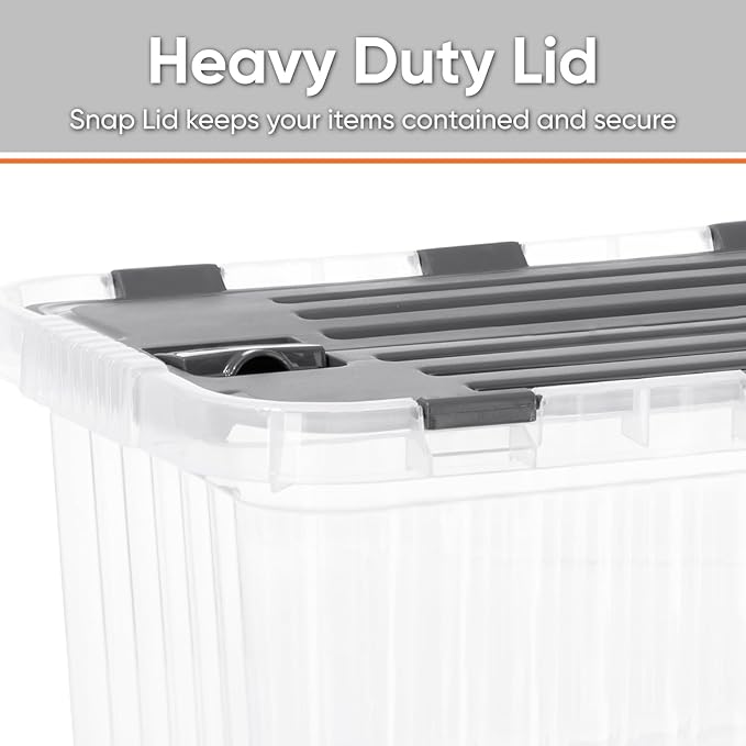 Superio Storage Bins with Lids, Clear Plastic Containers for Organizing, Stackable Totes, BPA Free, Odor Free, Organizer Boxes for Home, and Dorm (4 Pack, 15"x10"x7")