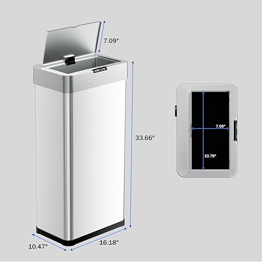 TLSUNNY 21.1 Gallon Motion Sensor Trash Can,Touchless Automatic Garbage Can,Brushed Stainless Steel Smart Bin,with Bag Holder,Soft Close Lid,for Kitchen,Office,RV,Bedroom,Living Room (Silver, 80L)