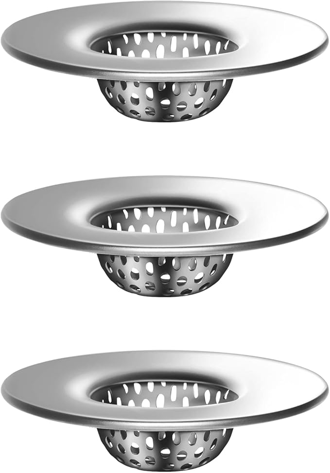 MR.SIGA Bathroom Sink Strainer, Utility, Slop, Bathtub Lavatory Sink Drain Strainer Hair Catcher, Stainless Steel Shower Drain Strainer, Outer Diameter 2.1 inch, Inner Diameter 1 inch, 3 Pack