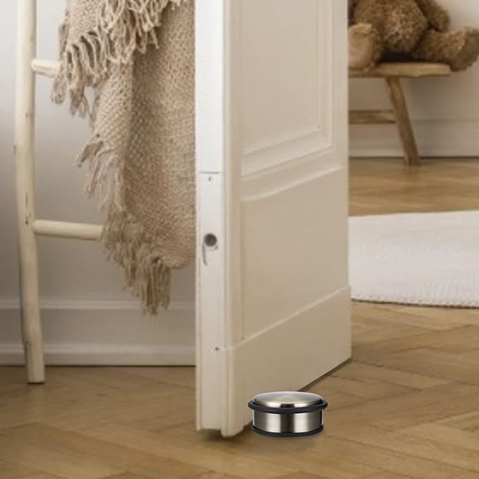 Sumnacon Heavy Duty Floor Door Stopper No Drill, Durability Stainless Steel Door Stops with Anti-Skid Rubber - Contemporary Decorative Safety Doorstop for Home Office Commercial Industrial, Bronze