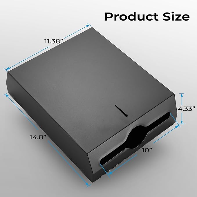 Paper Towel Dispenser Wall Mount - Multifold Trifold Paper Towel Dispensers, Large Capacity Stainless Steel Tissue Holder, Suitable for Bathrooms and Public Places Black