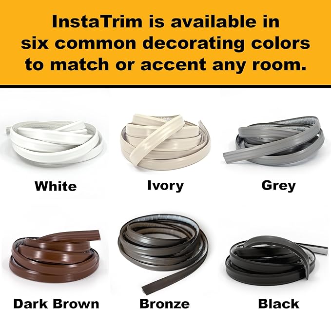 InstaTrim The Original Flexible Trim - 10ft Dark Brown 1/2" Wide Caulk Tape - Adhesive Trim with Many Uses Including Caulking for Bathtubs, Sinks, Counters, Tile, Floors - Made in USA