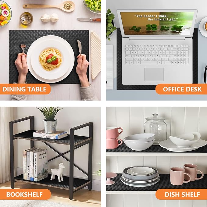 Shelf Liners for Kitchen Cabinets Refrigerator Liners Waterproof & Oil-Proof Kitchen Cupboard Liner Non-Slip Drawer Mats EVA Material Non Adhesive Fridge Liner for Shelves -Black 17.5 x 157.4 Inches