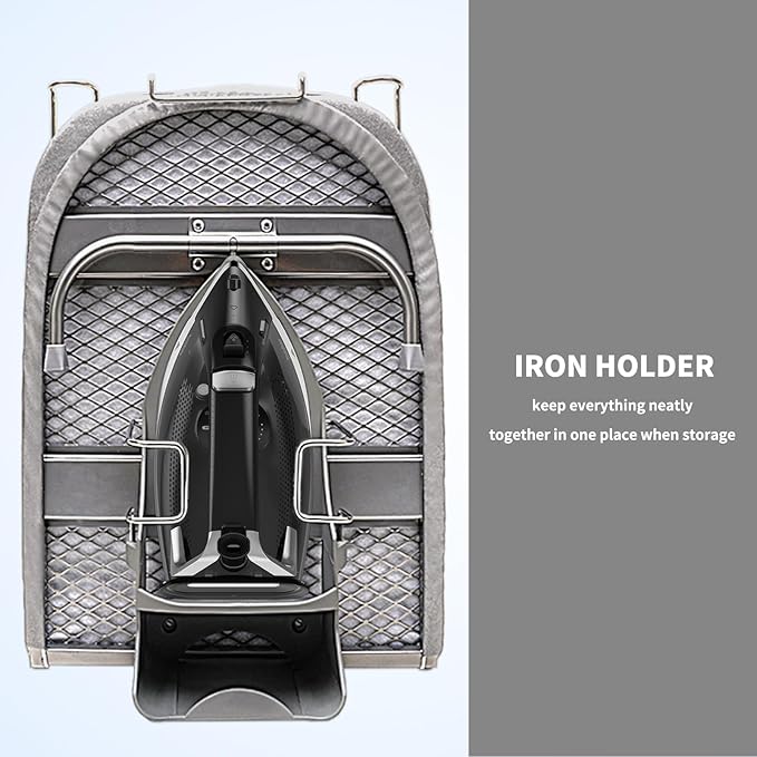 Tabletop Ironing Board Folding with Iron Holder and Iron Rest, Portable Space Saving Small Metal Ironing Board (Gray)