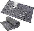 Stone Drying Mat for Kitchen Counter 24"×16" ,Large Dish Drying Mat with Drainage Grooves, Non-Slip Silicone Drying Mat, Absorbent Counter Protector for Dishes, Utensils