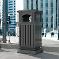 BEAMNOVA Black Trash Can Outdoor Top Tray Stainless Steel Commercial Garbage Enclosure with Locking Lid Heavy Duty Industrial Yard Garage Waste Container, 37.4 * 17.7 * 17.7in