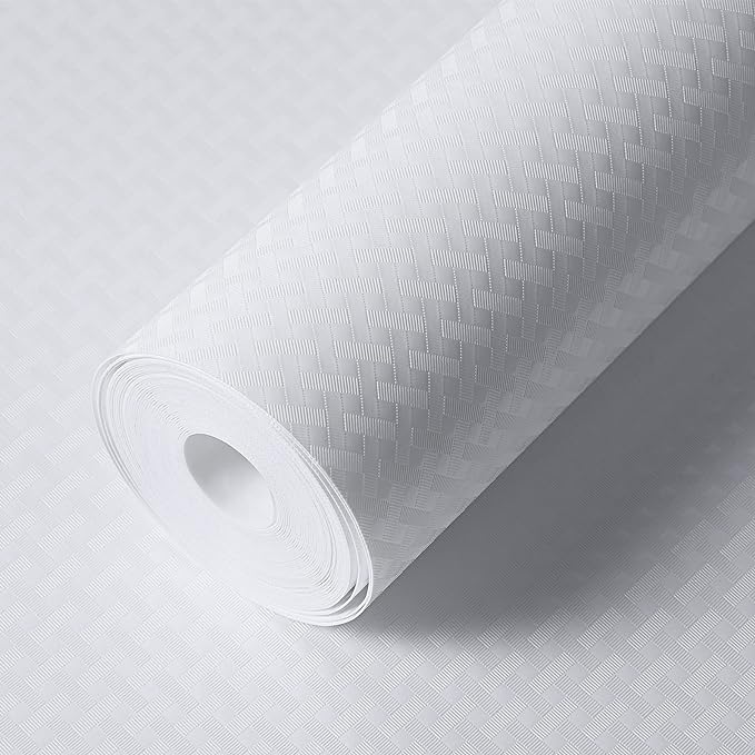 Shelf Liners for Kitchen Cabinets Refrigerator Liners Waterproof Kitchen Cupboard Liner Non-Slip Drawer Mats EVA Material Non Adhesive Fridge Liner for Shelves - White 11.8 x 236.2 Inches x 2 Rolls