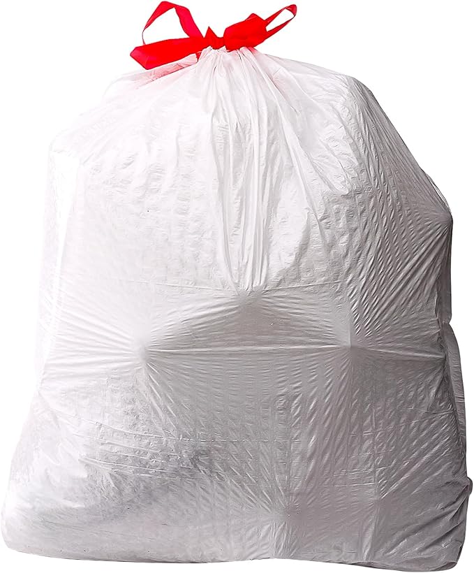 Amazon Basics 13 Gallon Flextra Strength Tall Kitchen Drawstring Trash Bags, Tear Resistant, 10% Post Consumer Recycled, 90 Count