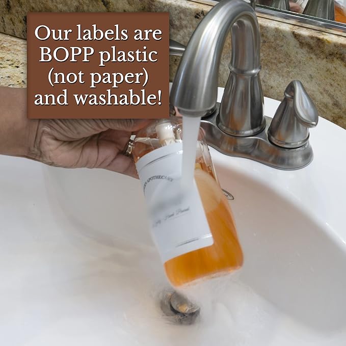 Refillable Clear PET Plastic 16 oz Body Wash Bottle with White Plastic Pump Dispenser - Chrome Accent Waterproof Labeled Bottle