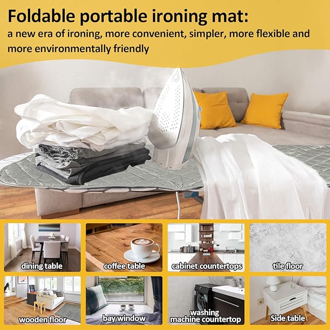 Sukh 1Pcs Magnetic Ironing Mat Blanket - Foldable Ironing Mat Portable Board for Clothes Heat Resistant Portable Double Sided Use Travel Office Student Dormitory