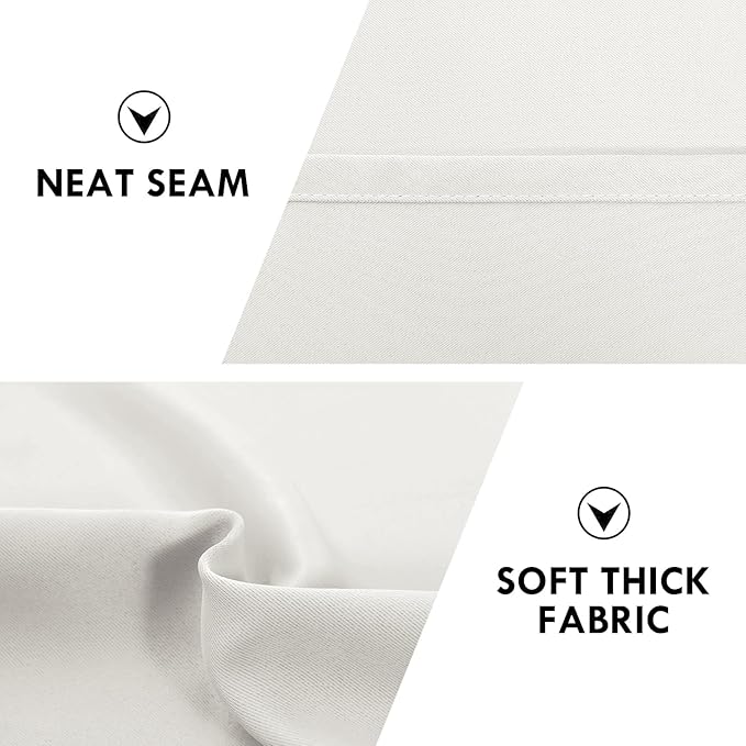 DWCN Blackout Curtains for Living Room Thermal Insulated, Energy Saving & Noise Reducing Bedroom Curtains, Ivory, W 70x L 72 Inch, Set of 2 Rod Pocket Curtain Panels