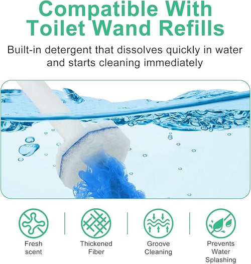 100 Count Toilet Wand Refills for Clorox, Disposable Toilet Brush Compatible with Clorox ToiletWand Cleaning System, Upgrade Fiber Bowl Cleaner Brush for Closestool Cleaning
