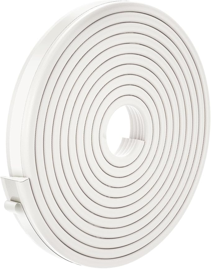 QDiShi 118" Wedge-Shape Weather Stripping Door Seal Weatherproof Foam Seals Self Adhesive Insulation Anti-Collision Strip Soundproofing Frame Insulation Tape Fits 0.13-0.31" Gaps(White)