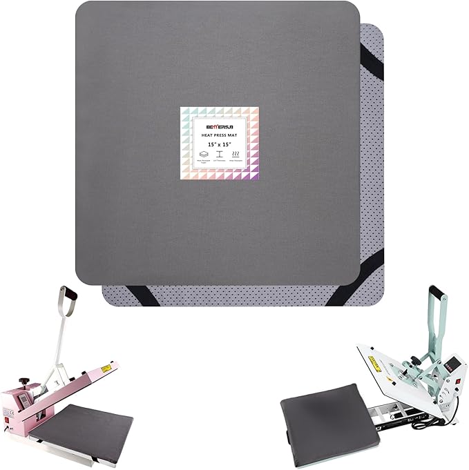 BetterSub Heat Press Mat, 15'' x 15'' Thick Heat-Resistant Foam for Protective Heat Transfer Machine Replacement Pad, Washable Base for HTV Craft Vinyl Ironing Insulation Transfer