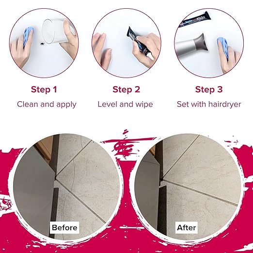 MagicEzy Tile RepairEzy Tile Repair Kit (Honey Beige/White) - Crack and Chip Repair for Floor and Wall Tiles Fast - Porcelain and Ceramic Tile Repair Kit