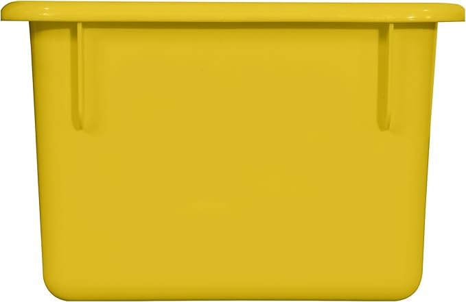 Wood Designs Cubby Storage Bin, Heavy Duty Plastic Containers for Kids Yellow Cubby Tray Set of 12