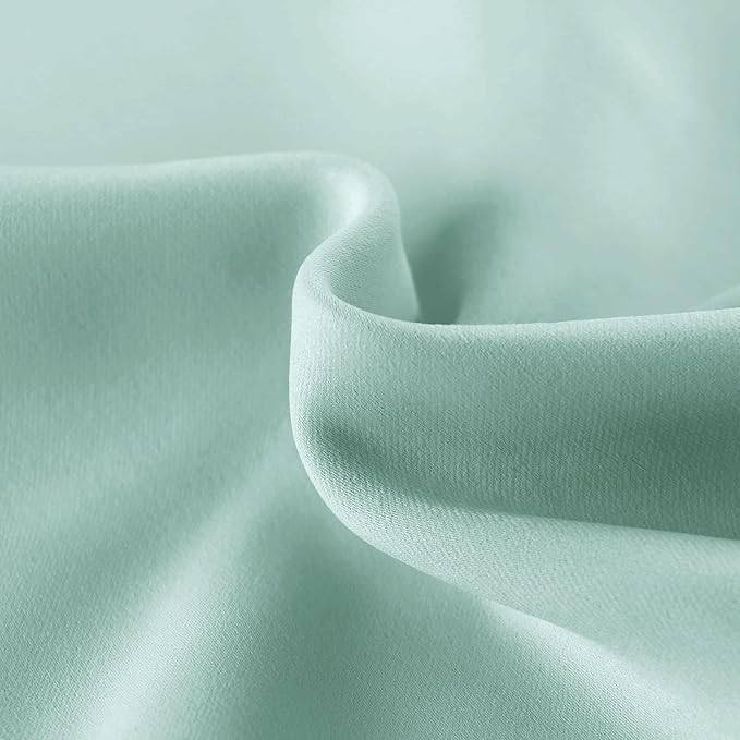 DWCN French Door Curtains – Rod Pocket Thermal Blackout Curtain for Doors with Glass Window, Kitchen and Patio Doors for Privacy, 25 X 72 Inches Long, 1 Curtain Panel with Tieback, Mint Green