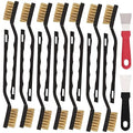 12 Pcs Mini Brass Brush Set, Brass Scratch Brush with Curved Handle, Cleaning Weld Slag and Rust