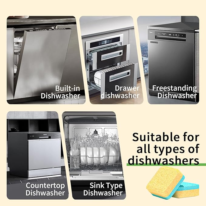 Dishwasher Cleaner and Deodorizer Tablets 24 Pack - 1 Year Supply Deeply Removes Dirt With Odor Eliminating, Dishwasher Cleaner Tablets Naturally Removes Scale Andblockage From Pipes