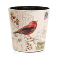 PU Leather Small Trash Can Wastebasket, Round Garbage Container Basket for Bathrooms, Laundry Room, Kitchens, Offices, Kids Rooms, Bedrooms,Dorms,Home Decorative Art Bin, 2.9 Gallon(Bird Design)